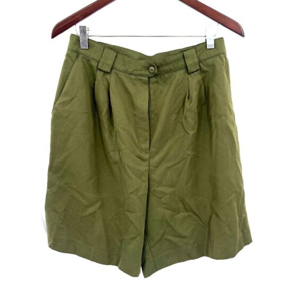 Vintage 80s TAIL super high rise pleated mom golf shorts army green 14 31"